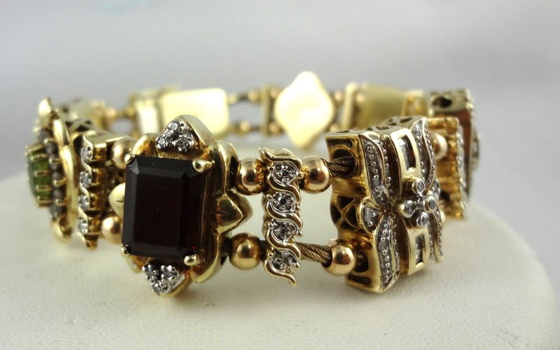 Contemporary Diamond Gemstone Slide Bracelet - 4