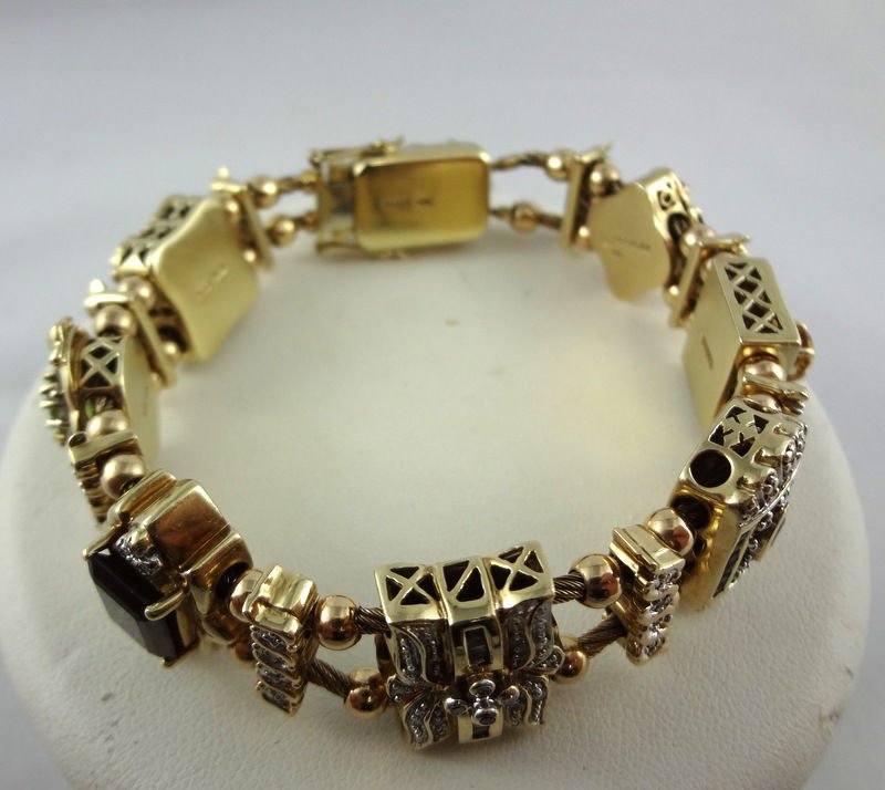 Contemporary Diamond Gemstone Slide Bracelet - 5
