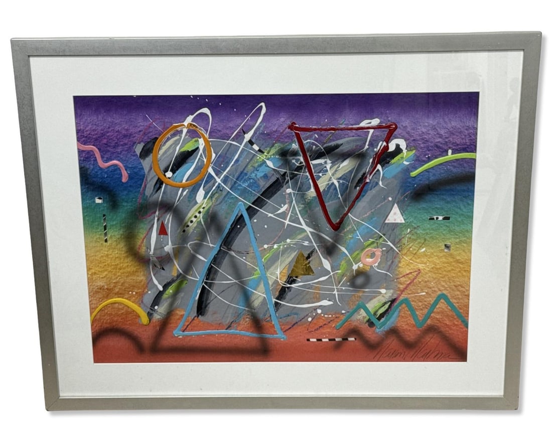 Signed Marvin Markman (American, 1949-2008) Geometric Abstract Mixed Media (1 of 3)