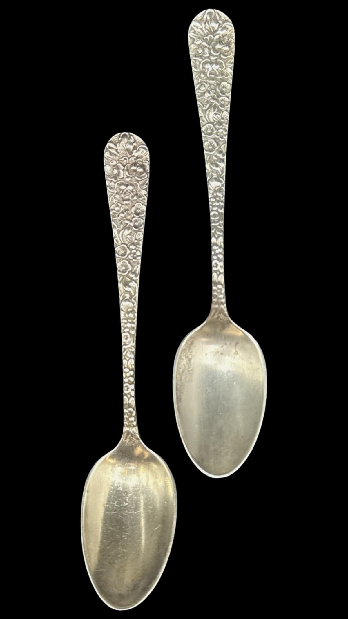 Pair of Kirk Stieff Rose Sterling Silver Five O'Clock Teaspoons (1 of 3)