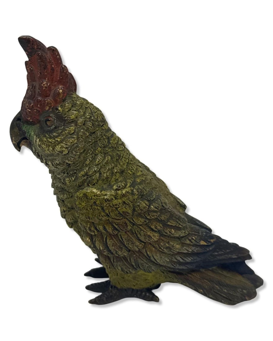 Geschutzt Vienna Cold Painted Bronze Multicolored Bird Figurine: Geschutzt Vienna Cold Painted Bronze Multicolored Bird Figurine H: 3 3/8" x W: 3 1/4"