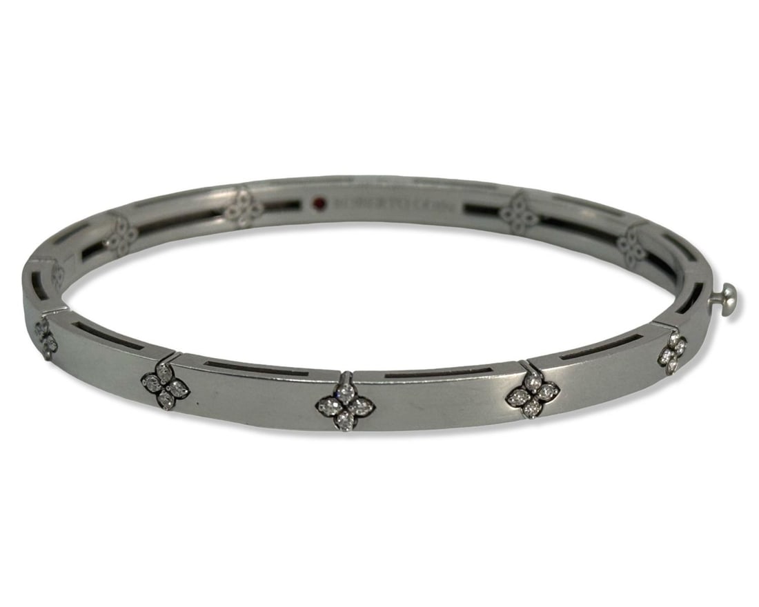 Roberto Coin 18kt WG & Diamond Bangle Bracelet: Roberto Coin 18kt WG & Diamond Bangle Bracelet DIAL 2 1/2", weighs 10.77dwt