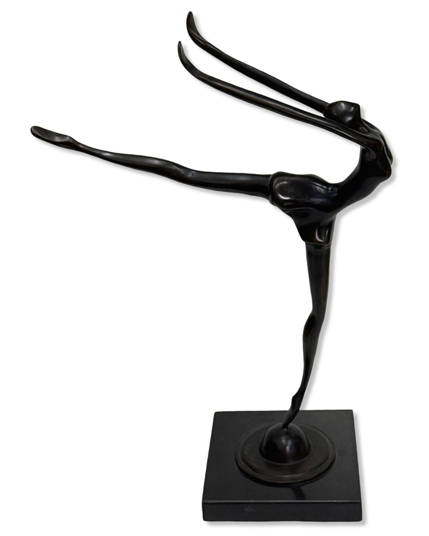 Signed F. Restrepo Dancing Ballerina Bronze Sculpture on Black Marble Base: Signed F. Restrepo Dancing Ballerina Bronze Sculpture on Black Marble Base. Signed & numbered 341/2000, H: 16 7/8" x W: 11 1/4"
