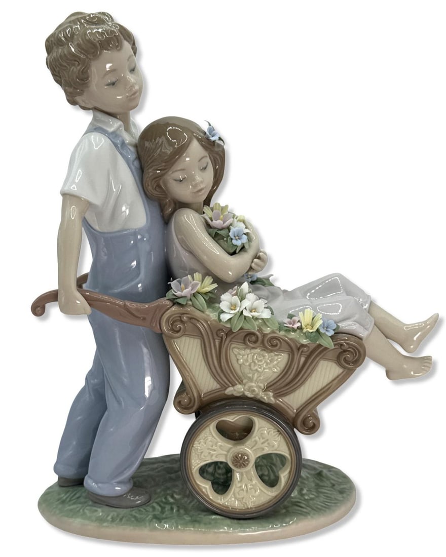 Lladro 6850 The Prettiest of All Porcelain Figurine: Lladro 6850 The Prettiest of All Porcelain Figurine measures H: 9 3/8" x W: 7 1/2. Missing flowers throughout. Retail price is $1,890.00