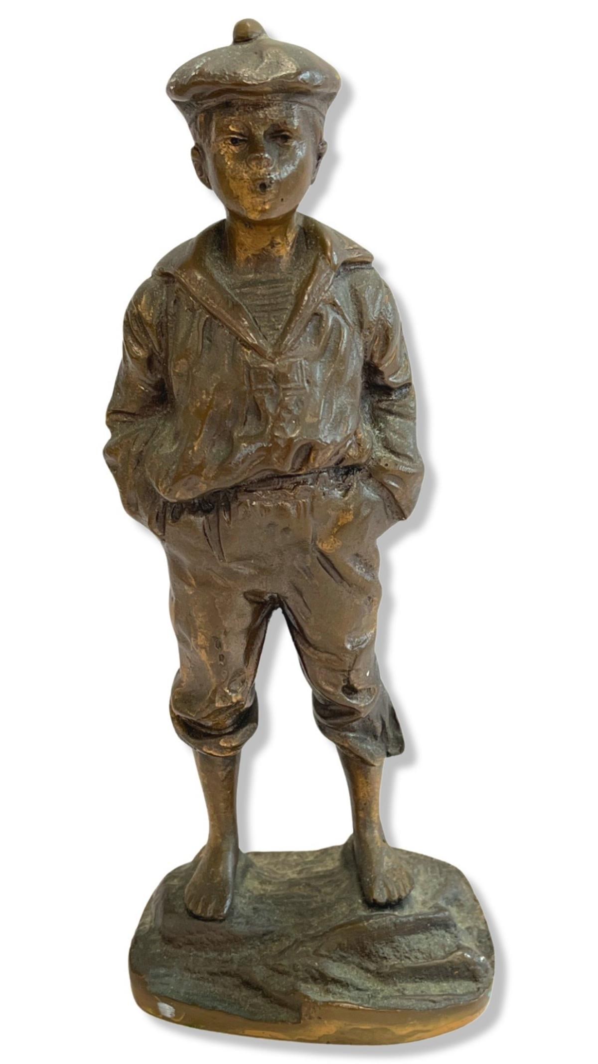 Bronze Statue Le Siffleur Whistler Boy: Bronze Statue Le Siffleur Whistler Boy measures H: 8 1/2"