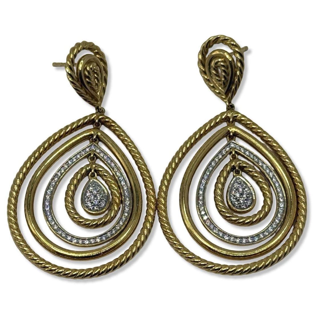 Pair of 18kt YG & Approx 1.00ct-2.00ct Diamond Earrings (1 of 2)