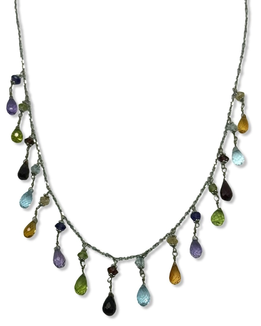 14kt WG & Assorted Precious Gemstone Necklace (1 of 3)