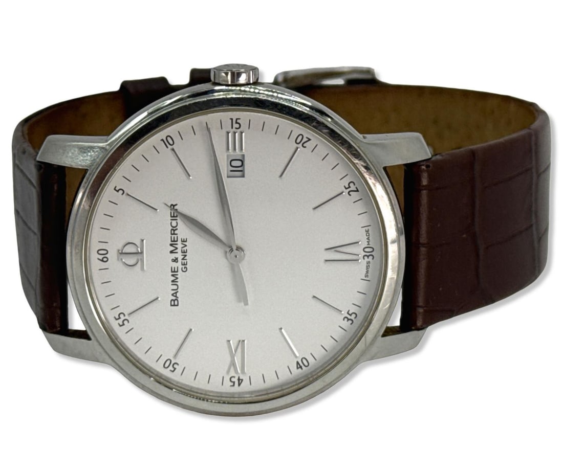 Baume & Mercier Stainless Steel Classima Quartz Movement Wristwatch with a Brown Leather Strap (1 of 3)