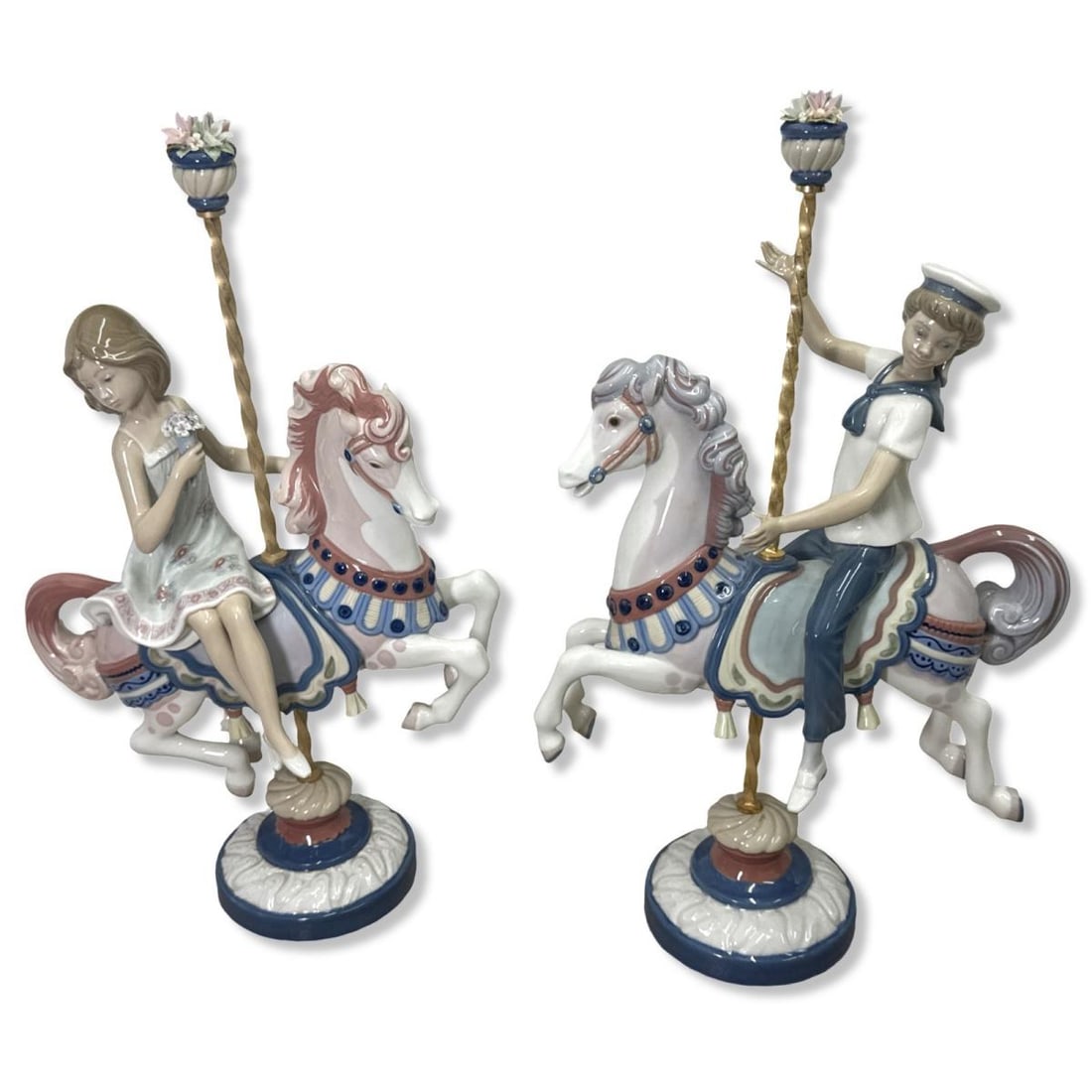 Pair of Lladro Porcelain Carousel Horses Figurines 1469 & 1470 (1 of 5)