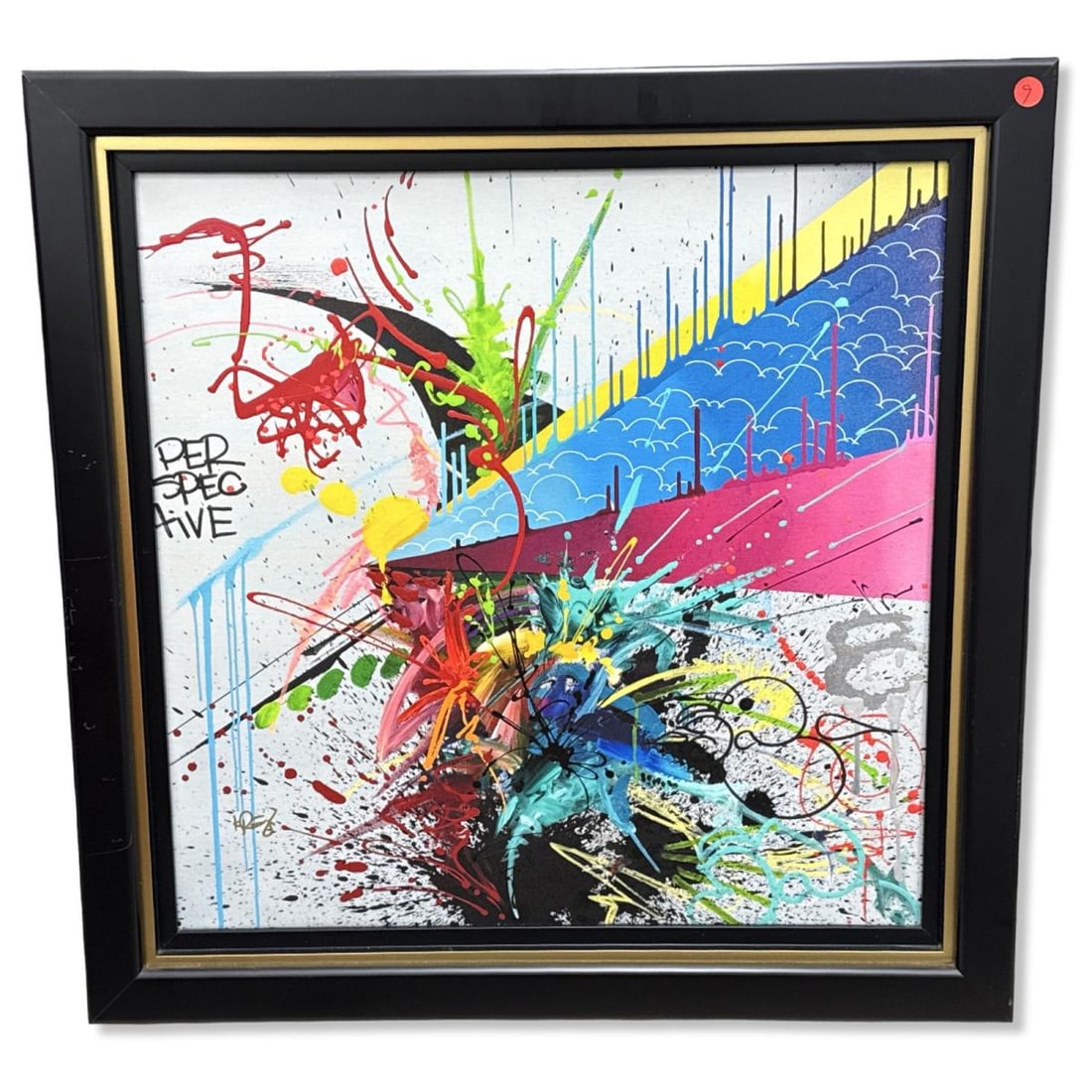 Signed Kevin Vigil "KRE8" Perspective Giclee on Canvas: Signed Kevin Vigil "KRE8" Perspective Giclee on Canvas. Signed lower left, total H: 27 3/8" x W: 27 /". Includes original
