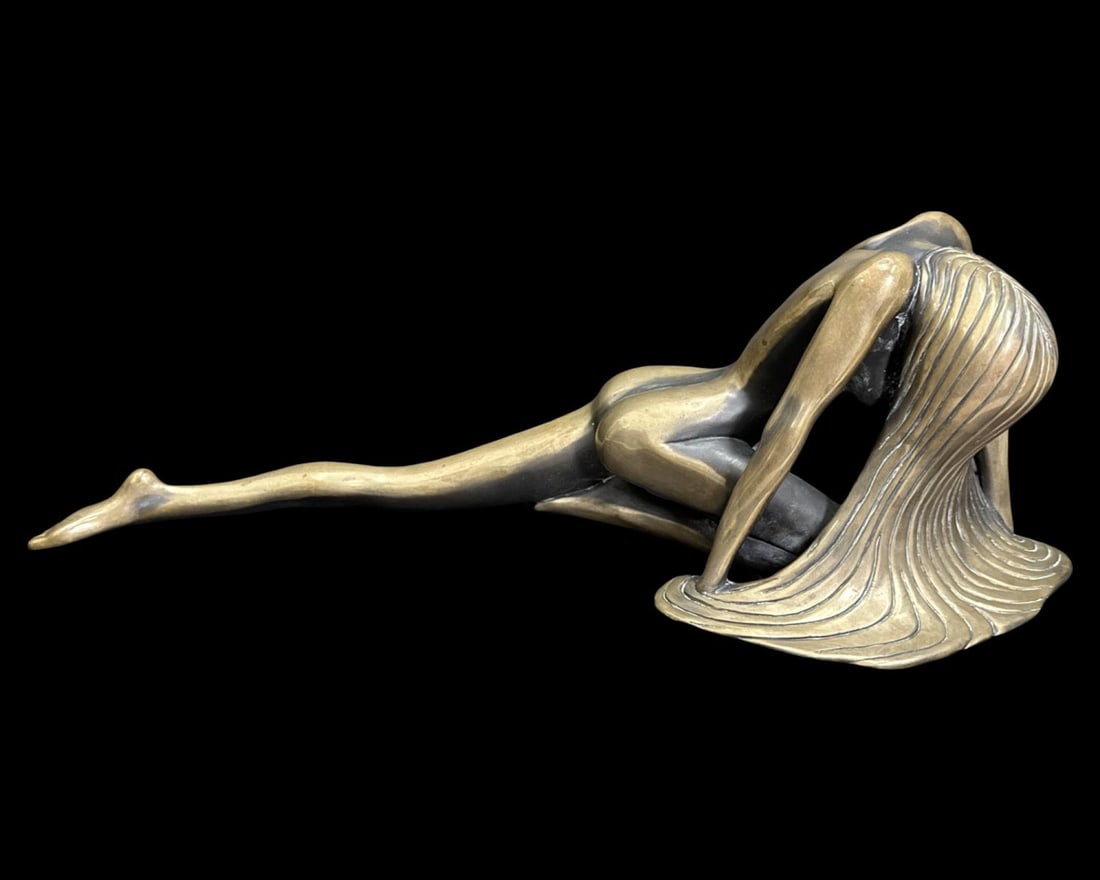 Signed Tom Bennett (American, b. 1928) Nude Woman Figural Bronze Sculpture (1 of 3)