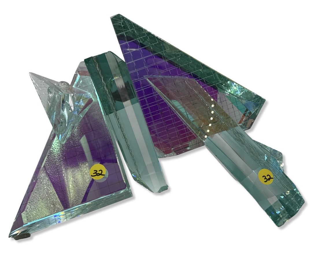 Multicolored Abstract Geometric Centerpiece Sculpture Featuring an Iridescent Finish (1 of 3)