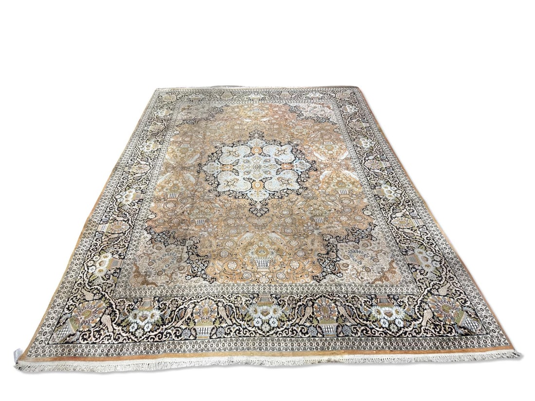 Handmade 100% Silk Palace Size Rug Featuring Highly Detailed Motifs Throughout (1 of 8)