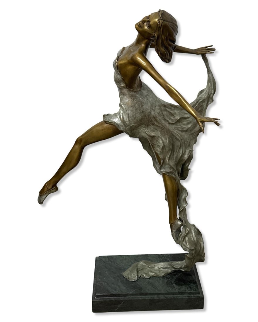 Signed Mario Jason Free Spirit Bronze Sculpture on Green Marble Base (1 of 5)