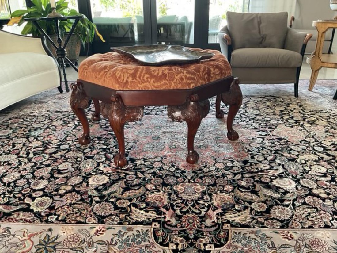Octagon Cocktail Ottoman in Chenille Fabric (1 of 1)