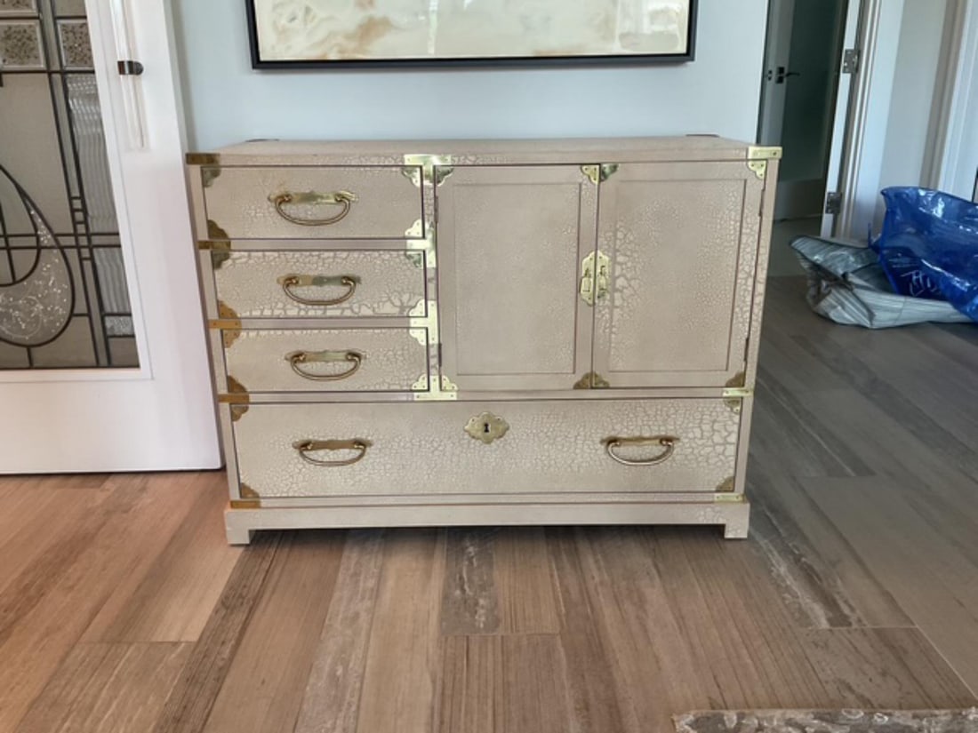 Tonsu Four Drawer Two Door Nightstand in Crackle Finish (1 of 1)