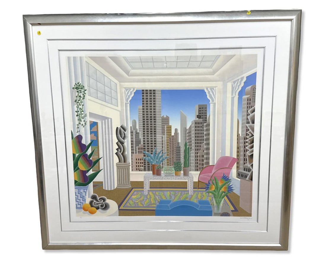 Signed Thomas McKnight (American, b. 1941) Art Deco Style Lithograph in Color (1 of 4)