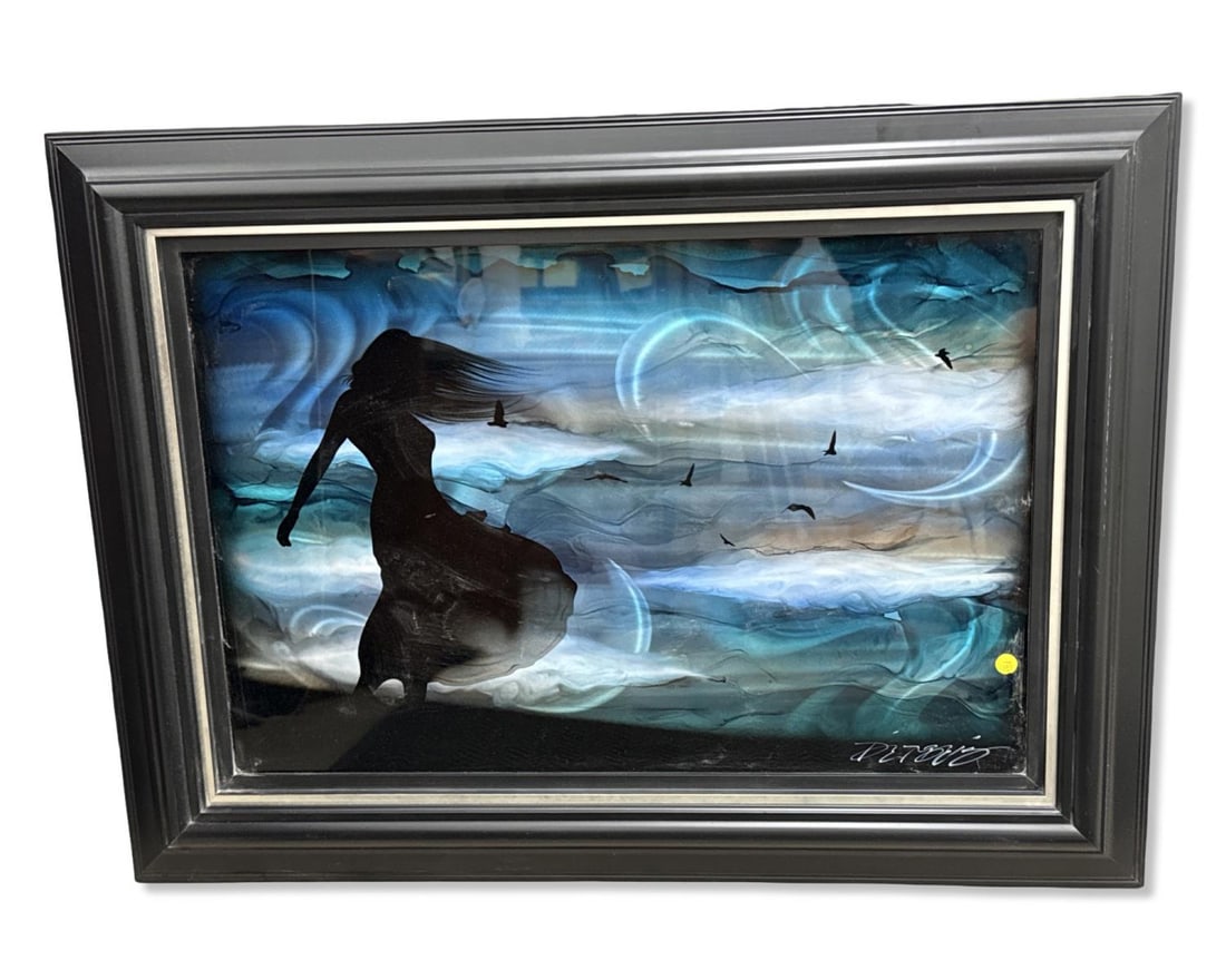 Signed Chris Derubeis (American, b. 1987) Cool Breeze Mixed Media Painting on Aluminum (1 of 4)