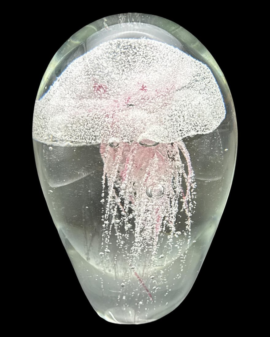 Pink Colored Art Glass Jellyfish Sculpture (1 of 2)