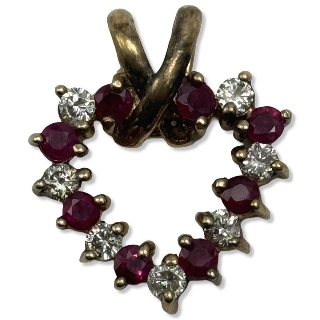 14kt YG, Approx 1.00ct Ruby, & 1.00ct Diamond Heart Pendant (1 of 2)