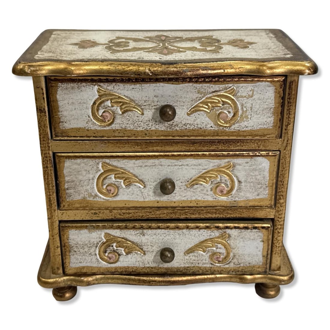 Antique Three Drawer Miniature Footed Jewelry Music Box (1 of 2)