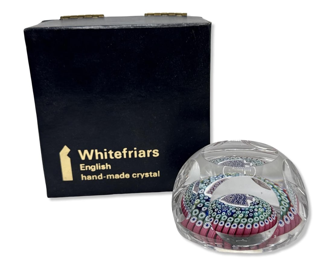 Vintage Whitefriars Millefiori Angel Fish Art Glass Paperweight with Original Box (1 of 2)