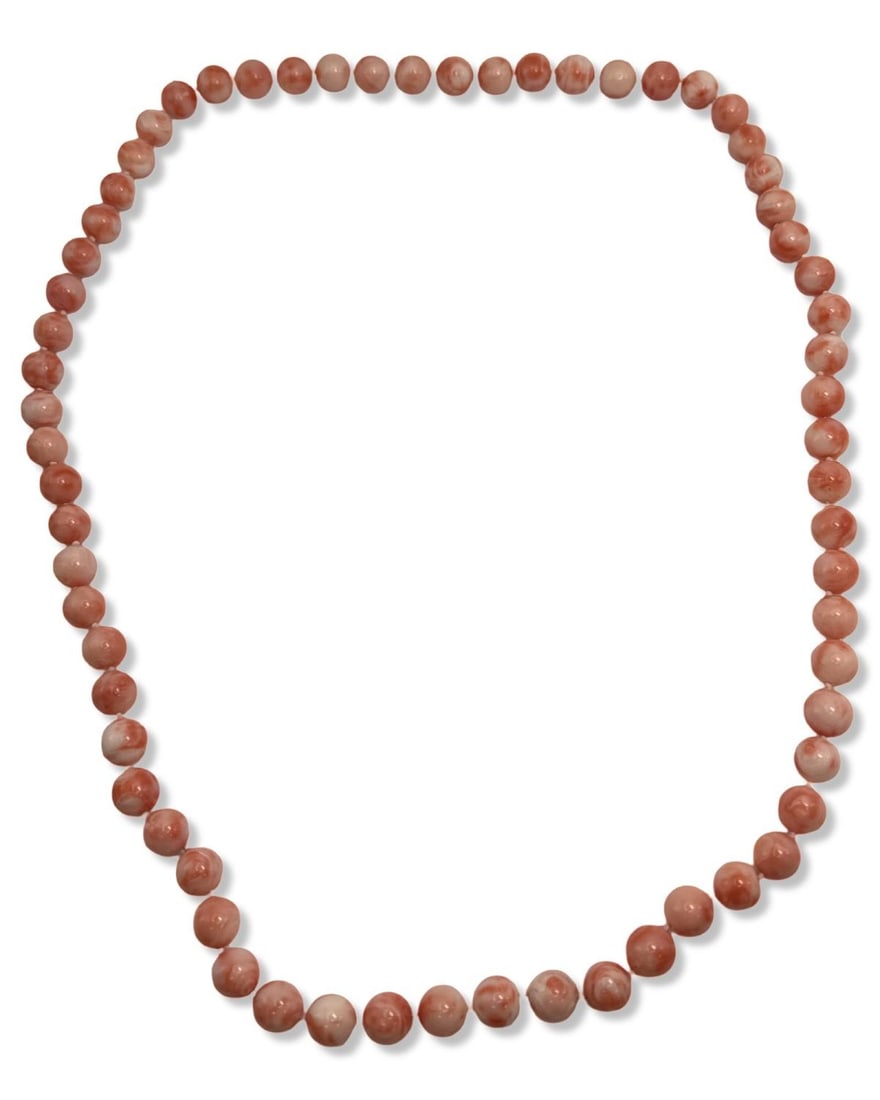 Chinese Carved Coral Bead Necklace (1 of 2)