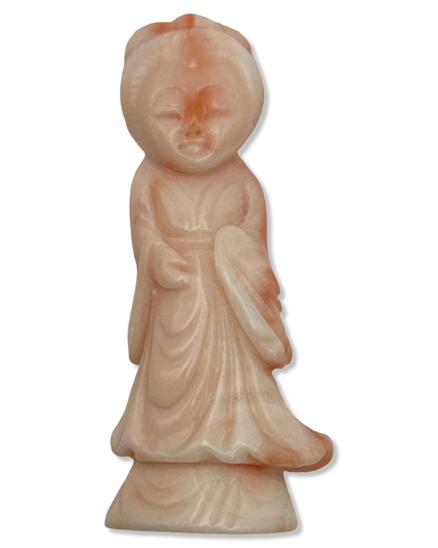 Chinese Carved Coral Miniature Figurine of a Goddess (1 of 2)