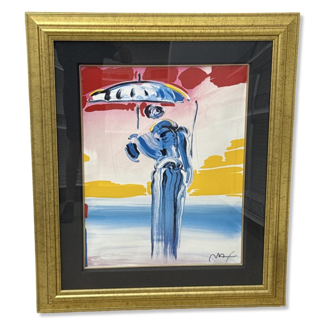 Signed Peter Max (German/American, b. 1937) Umbrella Man with Cane Seriolithograph in Color (1 of 3)