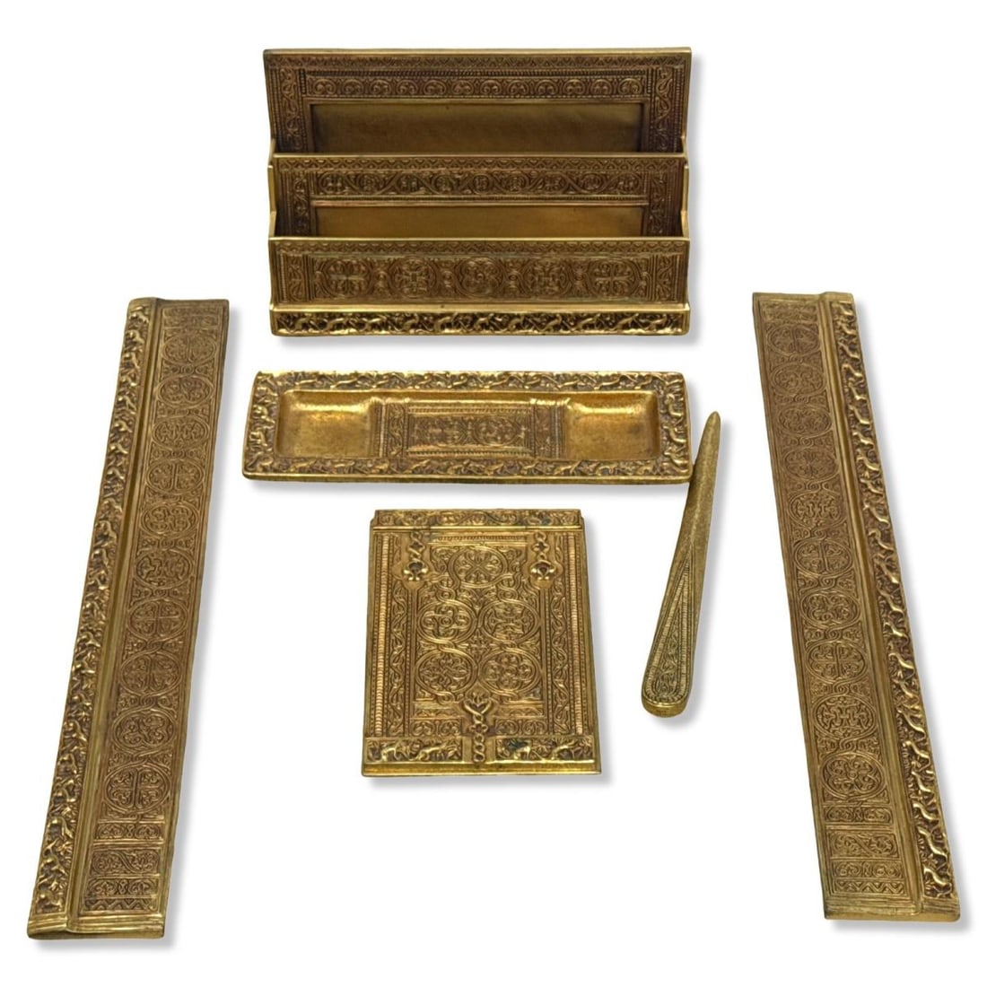 Tiffany Studios Venetian (C. 1915) Bronze Six Pcs Desk Set (1 of 6)