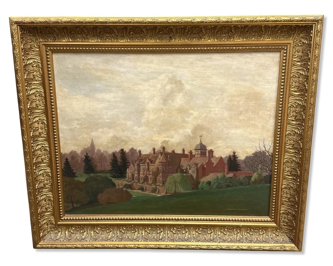 Signed Hesketh Hubbard (English, 1892-1957) Old English Castle Original Oil Painting on Canvas: Signed Hesketh Hubbard (English, 1892-1957) Old English Castle Original Oil Painting on Canvas. Signed & titled, H: 28 3/4" x W: 34 1/2"