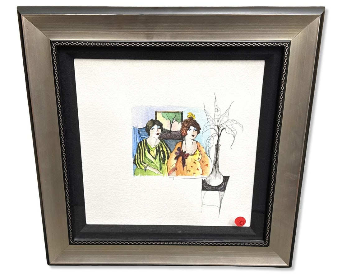Itzchak Tarkay (Israeli, 1935-2012) Funny Girls Watercolor & Drawing (1 of 3)