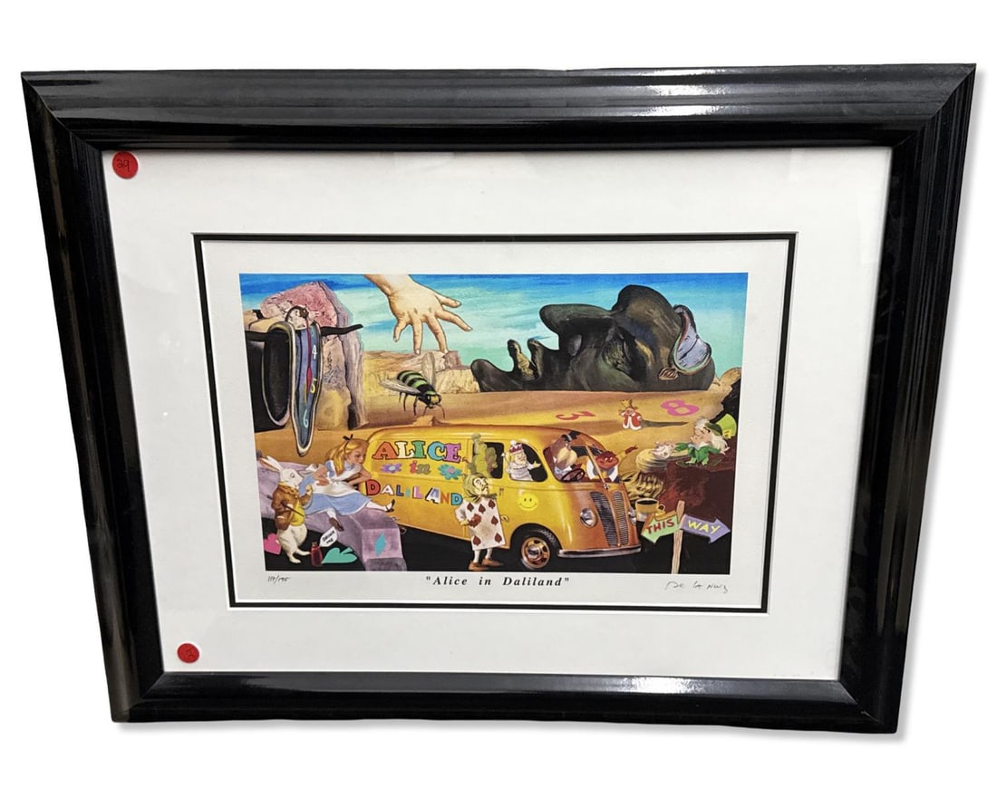 Signed Nelson De La Nuez (Cuban, b. 1959) Alice in Daliland Limited Edition Print: Signed Nelson De La Nuez (Cuban, b. 1959) Alice in Daliland Limited Edition Print. Signed, titled, & numbered 117/195, H: 21 3/4" x W: 27 1/4"