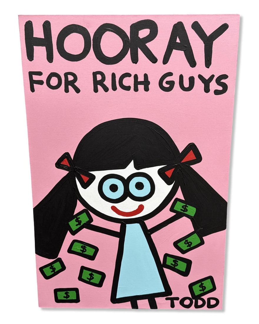 Signed Todd Goldman Hooray for Rich Guys Acrylic Painting on Canvas (1 of 2)