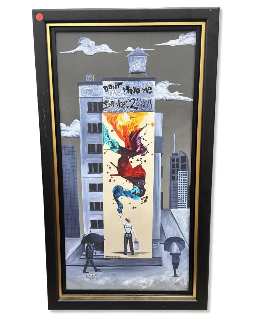 Signed Kevin Vigil "KRE8" Don't Mind Me Giclee on Canvas: Signed Kevin Vigil "KRE8" Don't Mind Me Giclee on Canvas. Signed & numbered 145/200, total H: 36 1/2" x W: 20 3/8". Includes original purchase label on rear