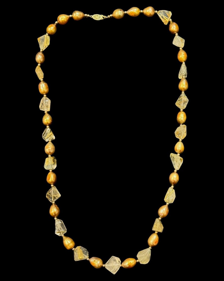 14kt YG, Pearl, & Rock Crystal Necklace (1 of 3)