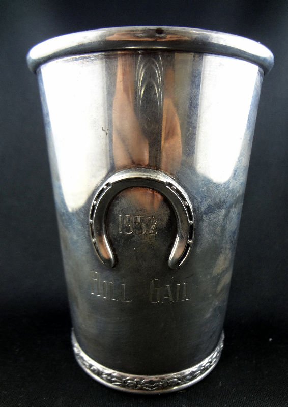 Sterling Silver Kentucky Derby Mint Cup: Official Sterling Silver Kentucky Derby Mint Cup. Measures - 4 3/8" high x 3 1/4" wide. Weighs - 5 toz.