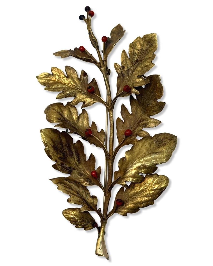 14kt YG Oak Leaf & Berry Design Brooch (1 of 3)