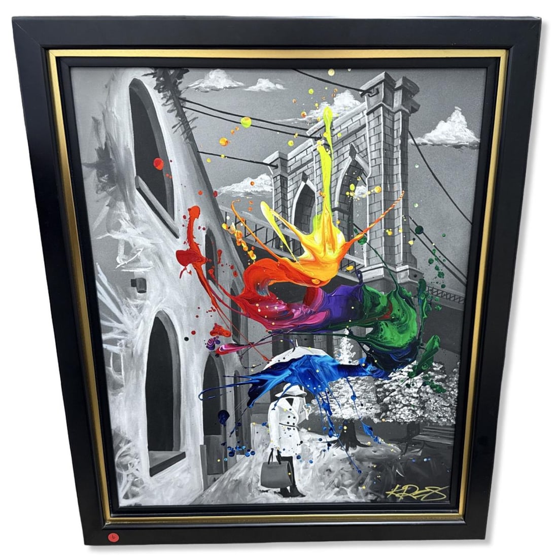 Signed Kevin Vigil "KRE8" A Beautiful Day at Dumbo Mixed Media on Canvas (1 of 3)