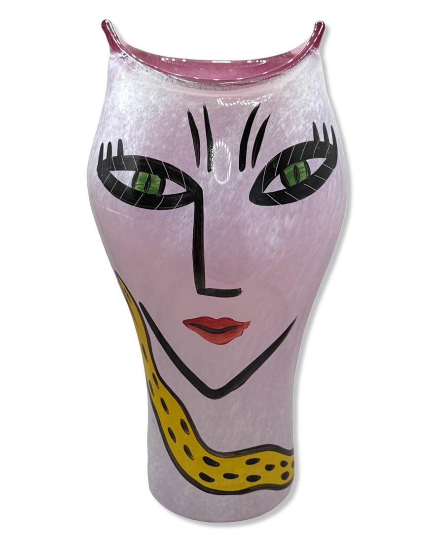Signed Ulrica Hydman Vallien for Kosta Boda Open Minds Art Glass Face Vase (1 of 3)