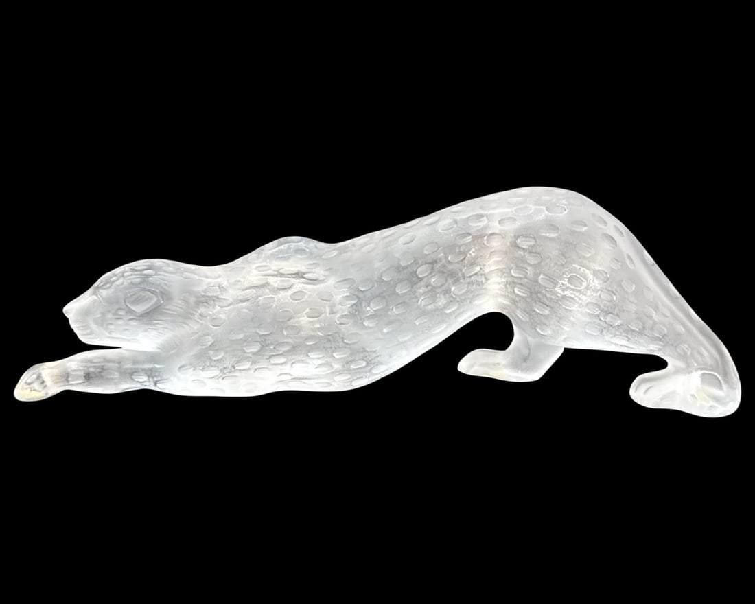 Signed Lalique France Frosted & Clear Crystal Zeila Panther Sculpture (1 of 4)