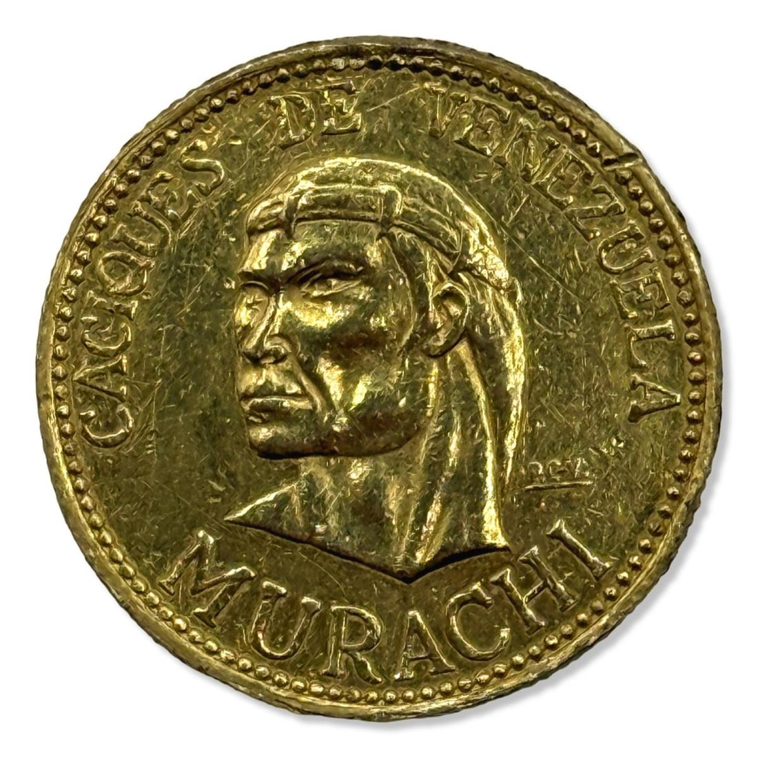1957 0.900 YG Caciques De Venezuela Murachi Coin: 1958 0.900 YG Caciques De Venezuela Murachi Coin 3.85dwt/6.00g