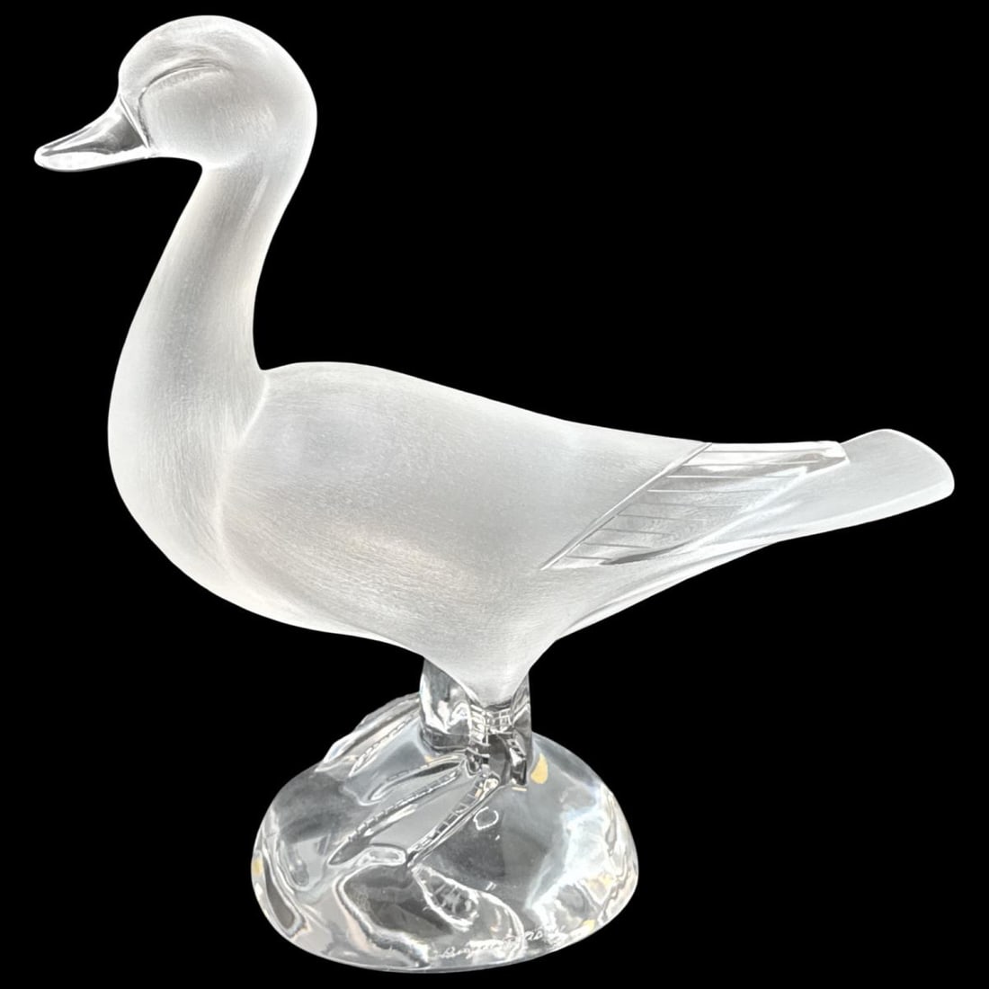 Lalique France Frosted & Clear Crystal Tall Duck Figurine: Lalique France Frosted & Clear Crystal Tall Duck Figurine H: 9 1/2" x W: 9"