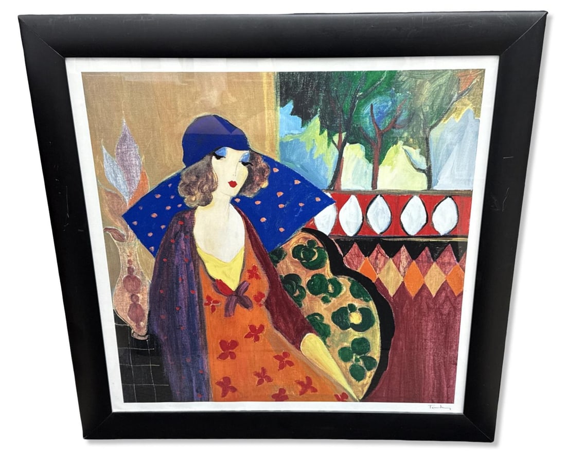 Signed Itzchak Tarkay (Israeli, 1935-2012) Indigo Chapeau Seriolithograph in Color (1 of 2)