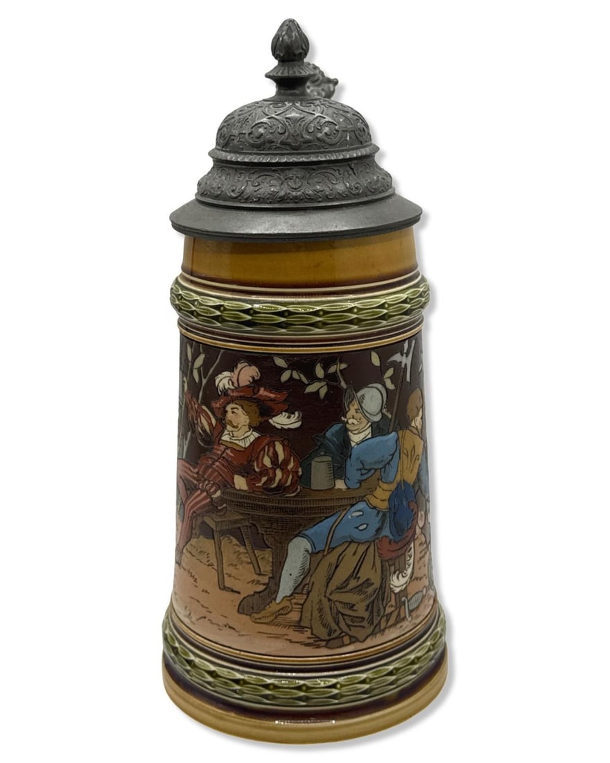 Mettlach Drinking Scene 1527 1/2L Beer Stein (1 of 4)