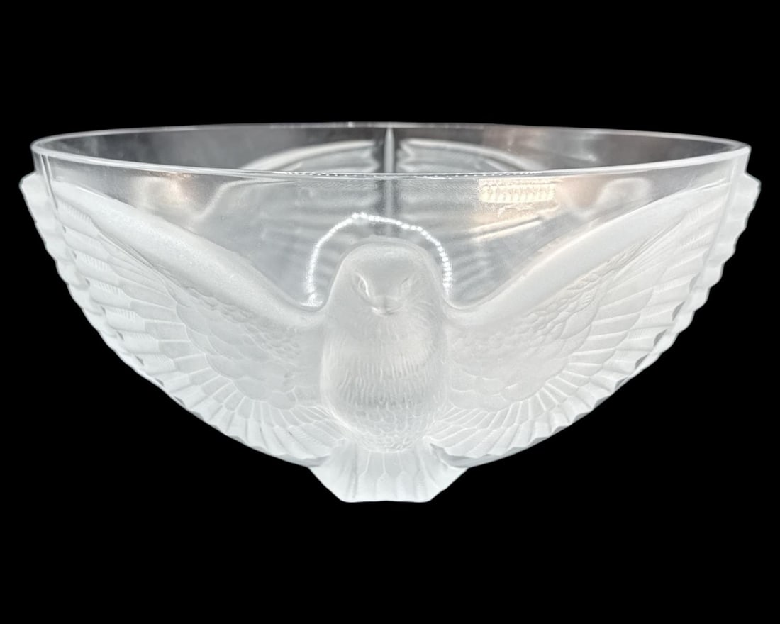 Cristal D'Arques Durand Frosted & Clear Crystal Paloma Satin Bowl: Cristal D'Arques Durand Frosted & Clear Crystal Paloma Satin Bowl H: 4 5/8" x DIA: 10"