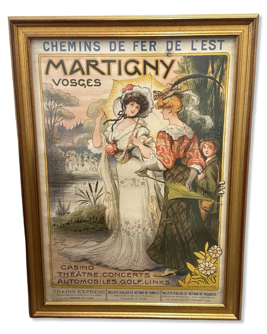 Vintage Lucien Metivet (1863-1932) Martigny Vosges French Travel & Tourism Lithograph in Color (1 of 4)