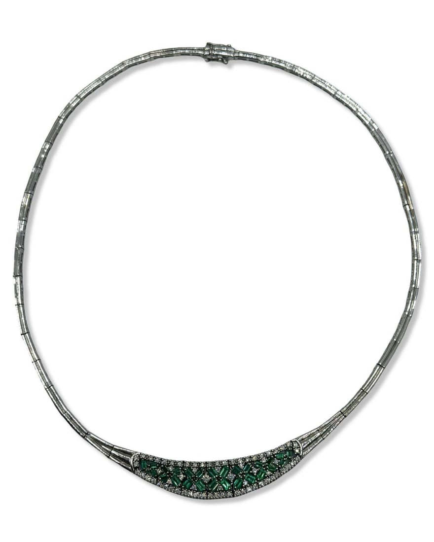 14kt WG, Diamond, & Emerald Necklace (1 of 3)
