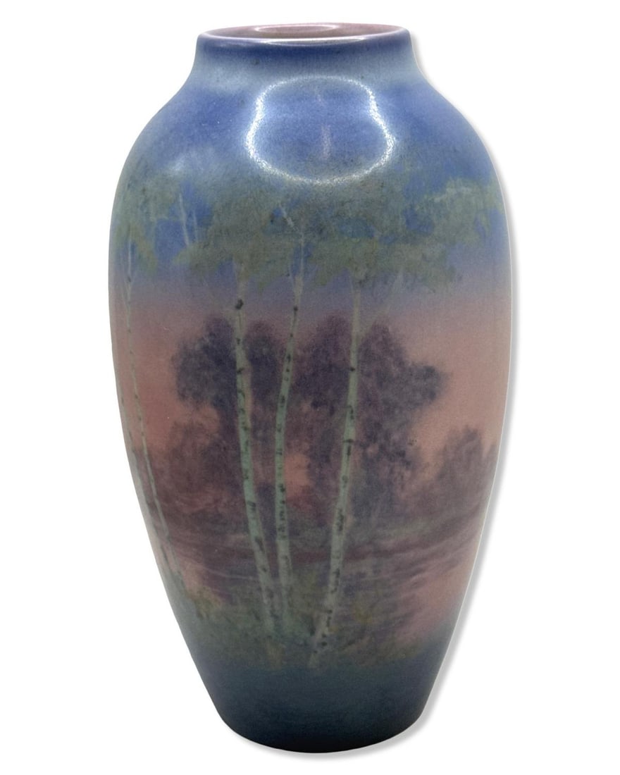 Signed 20th Century Rookwood Scenic Vellum Tree & Landscape Art Pottery Vase 900C (1 of 4)