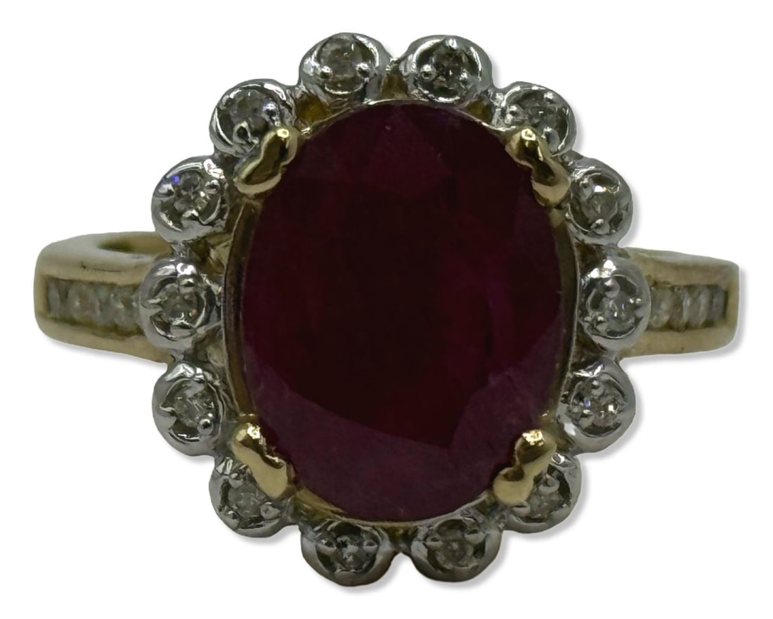 10kt YG, 5.50ct Ruby, & 0.33ct Diamond Ring (1 of 4)
